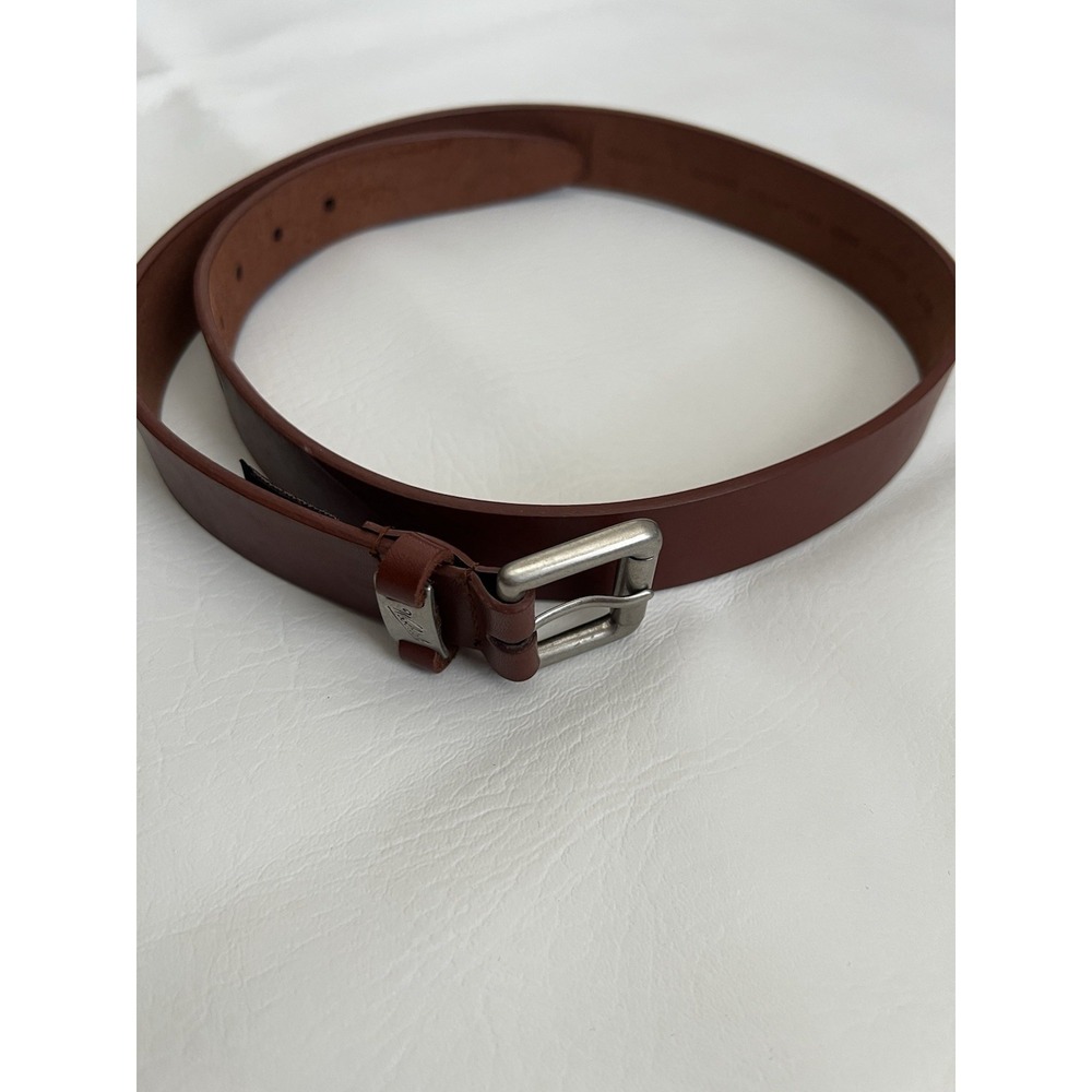 Woolrich Vintage Italian Leather Belt 34/85 Brown Full Grain Brass Cowgirl